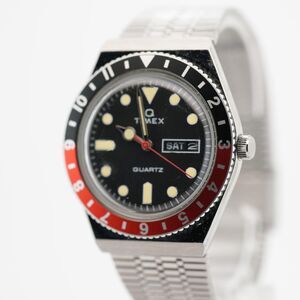 Q Timex Reissue 38mm Stainless Steel "Coke" Bezel Men's Watch TW2U61300 – Runs